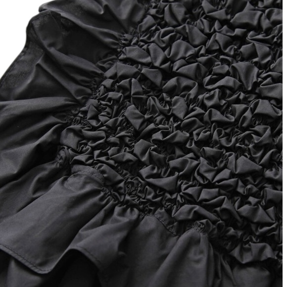 MEIMEIJ Designer Black Ruffle Ruched Cotton Tie Strap Top size (IT 40 US 4) NEW - Picture 4 of 8